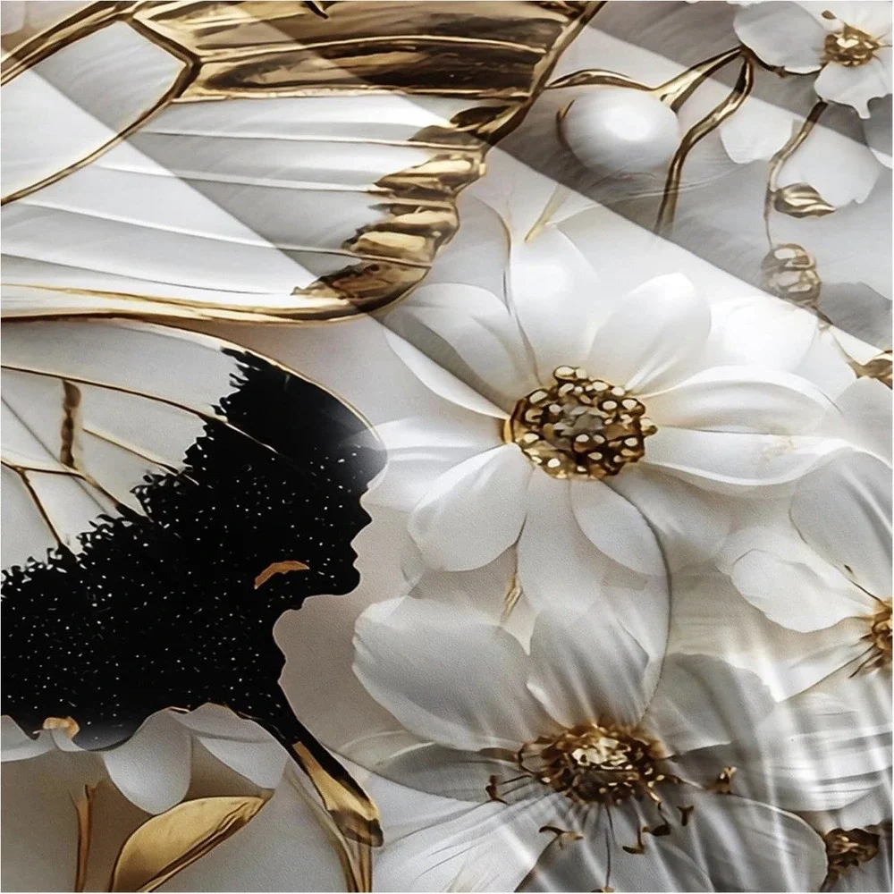 Black And White Butterfly Comforter Set Queen Size Gold Flower Butterfly Bedding